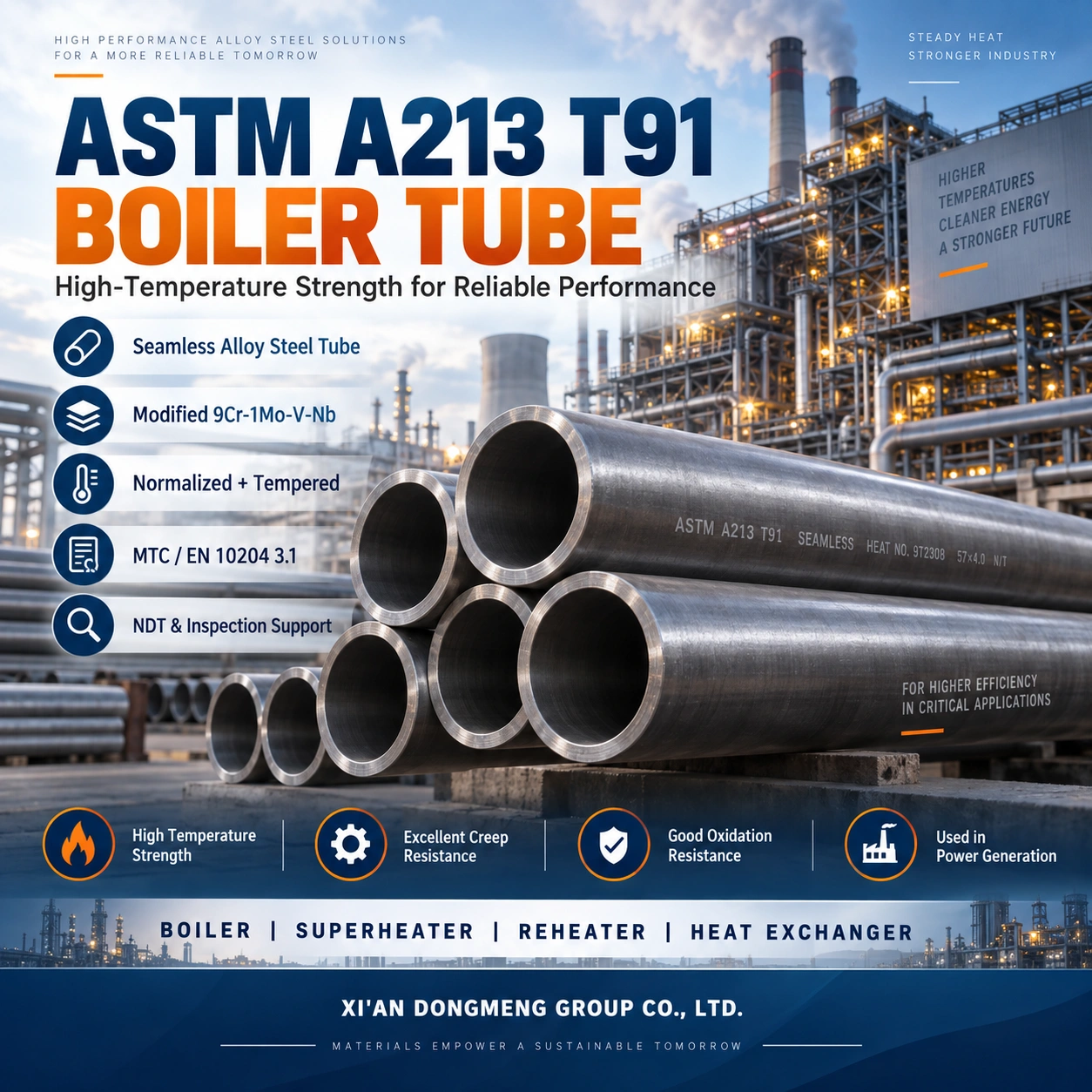 ASTM A213 T91 katilo vamzdis